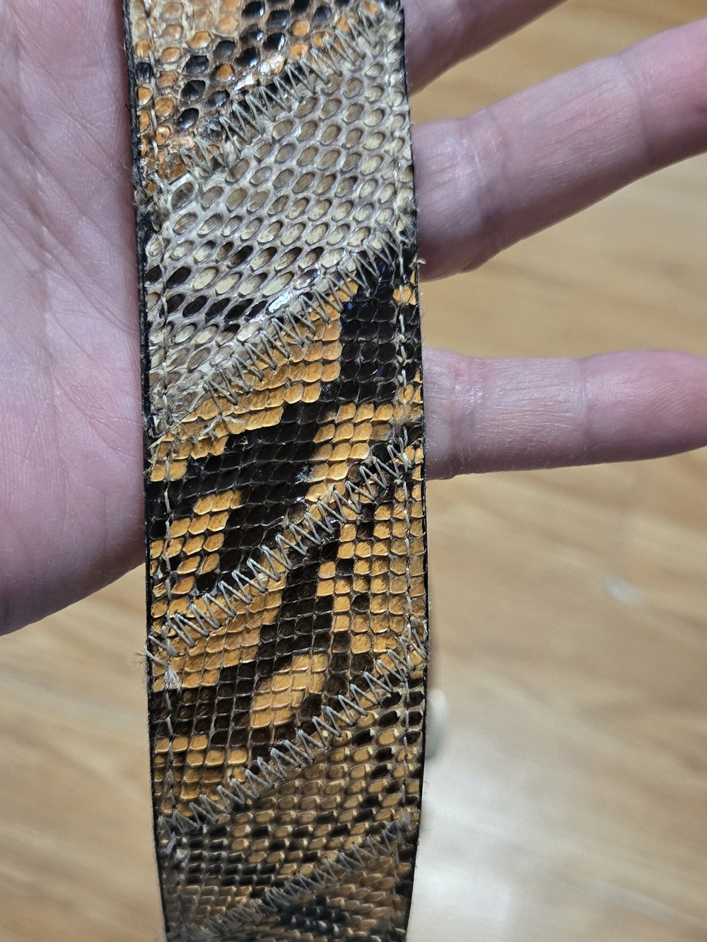 ACME Snake-Print Belt in Brown and Black Genuine Python Vintage - Picture 9 of 12